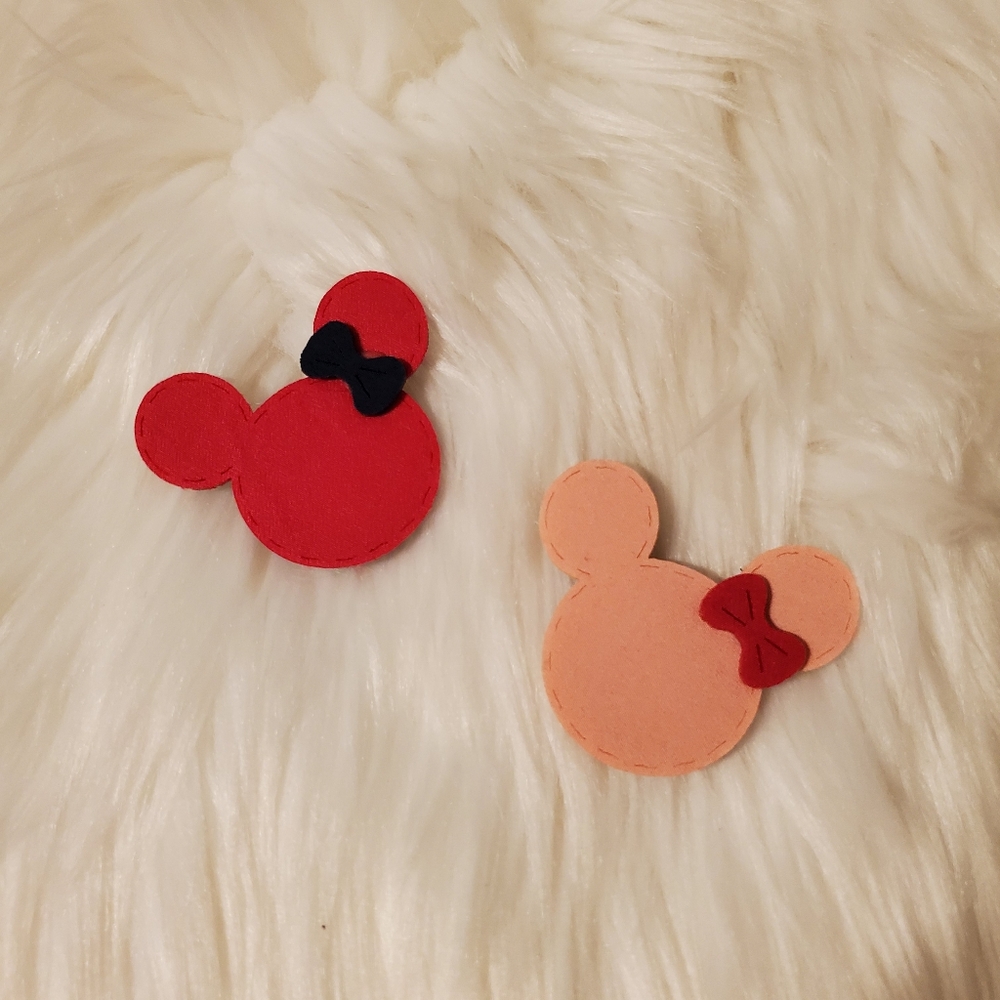 🌷3/$15 Red and Pink Mouse Ear Velcro Bang Hair Patches